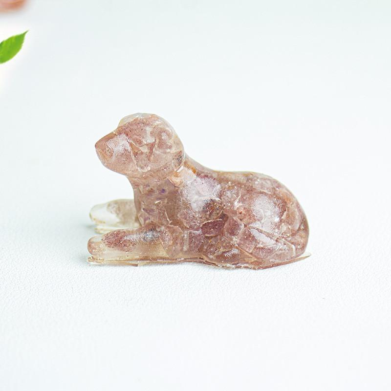 White Crystal Resin Dog Statue With Modern Design For Living Room Decor Gift