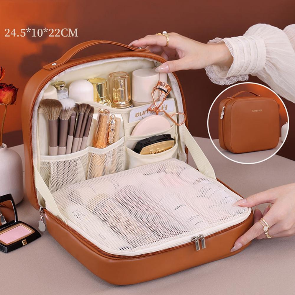 8098 Large Capacity Portable Makeup Bag For Travel Luxury Toiletry Organizer Double Layer Waterproof Cosmetic Case