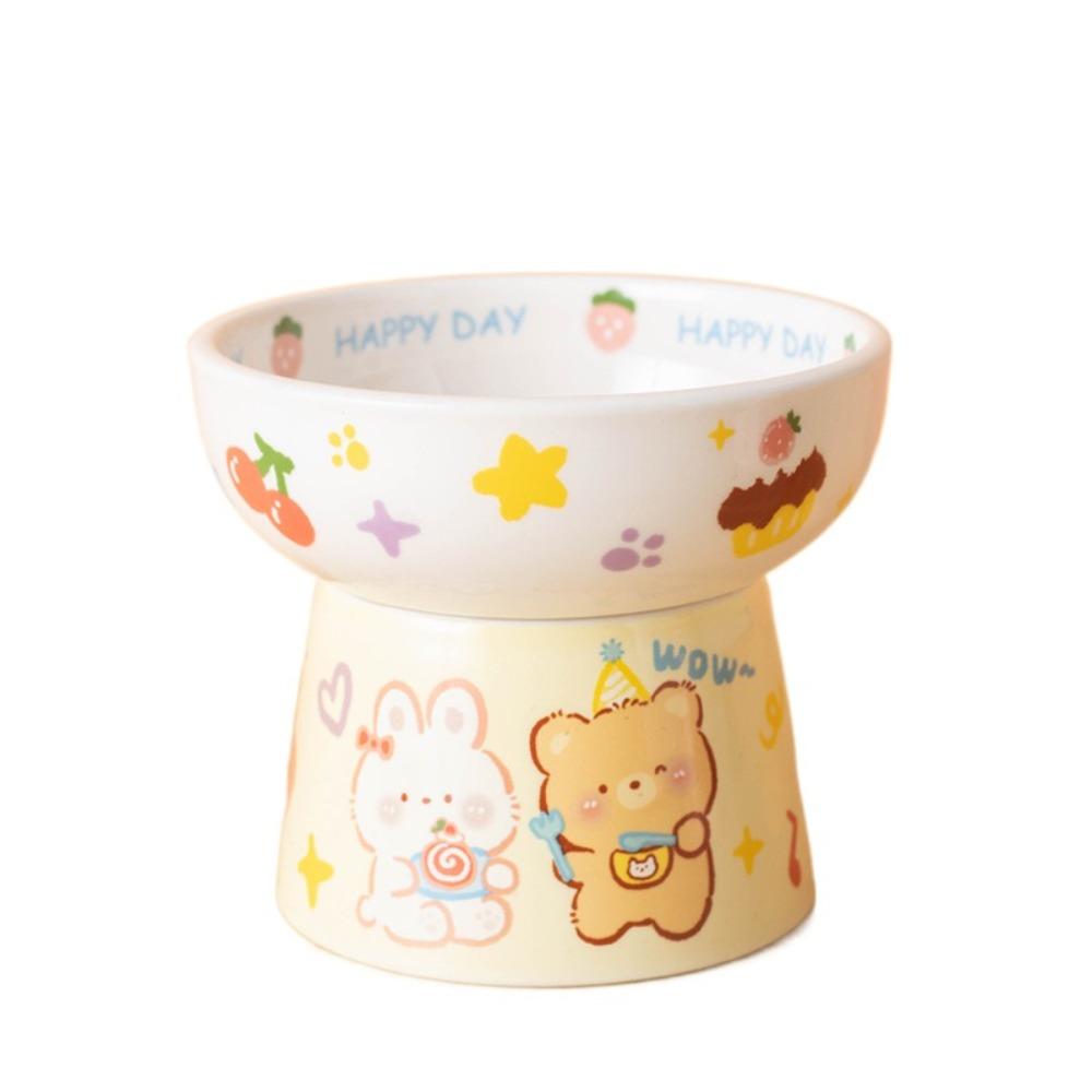 

Креативная миска на высокой ножке для питомца, керамическая миска для питья, кормушка, диспенсер для корма, миска для кошки, защита шеи жёлтый