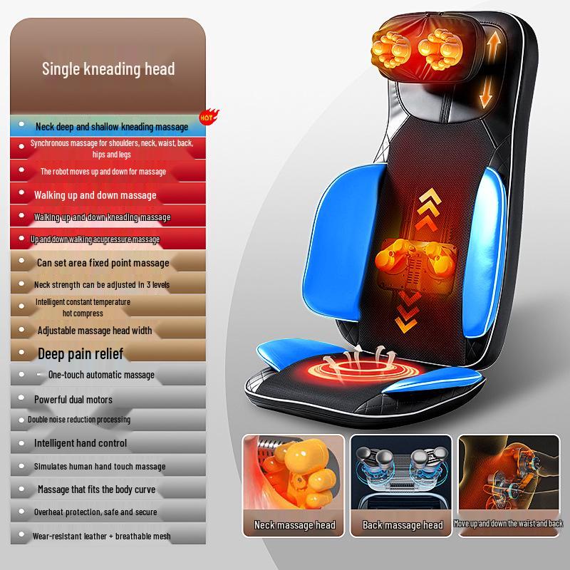 Multi-functional Massaging Mat with Kneading and Heat for Shoulders, Neck, Back, Waist, and Legs