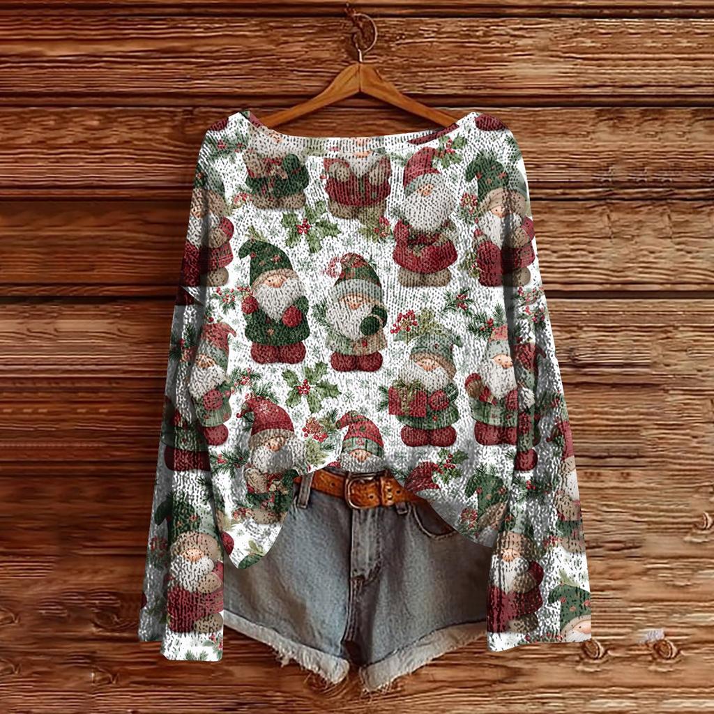 Women's Round Neck Lightweight Sweater Casual Long Sleeve Knit Pullover