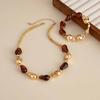 Salircon 7 Colors Boho Resin Acrylic Bead Choker Necklace Bracelet Set Women Vintage Elegant Banquet Party Bangles Jewelry Gifts