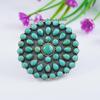 925 Sterling Silver Arizona Turquoise Cluster Ring, Handmade Statement Ring