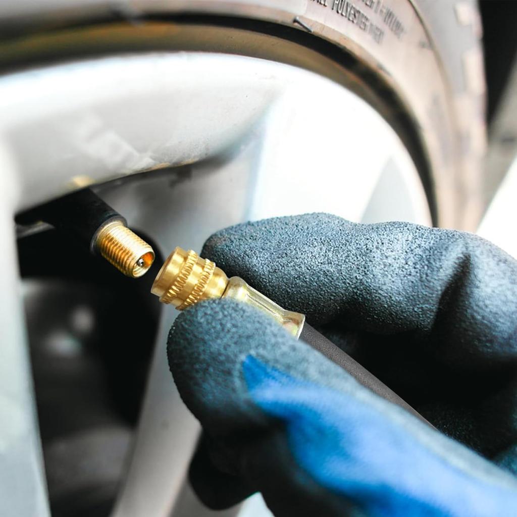 Quacc 8.1" Flexible Tire Valve Extension Adapter with Cap, Rubber Tyre Inflator Extension Adaptor Air Extender for Most Auto E-Scooter Tractor