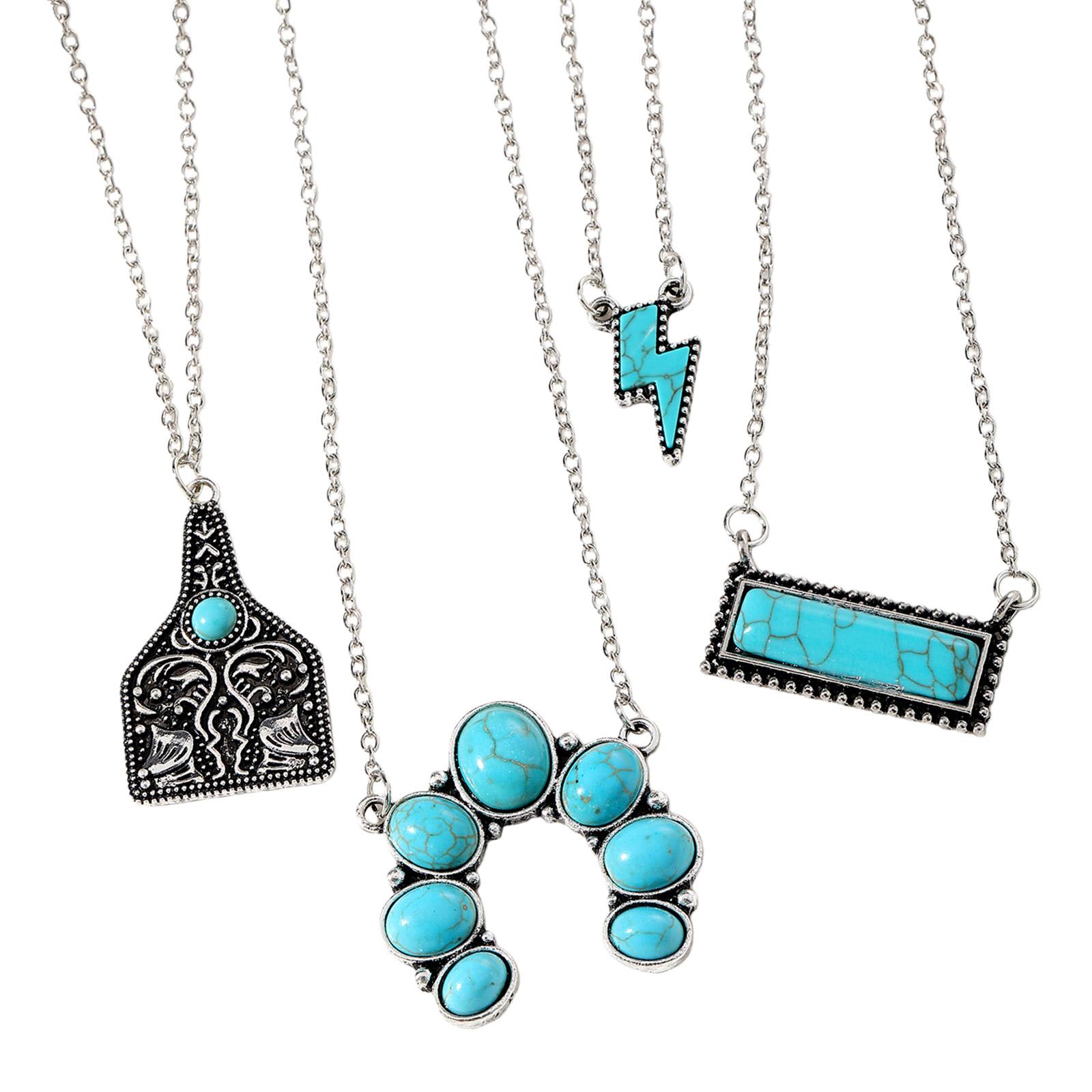 

50pcs Turquoise Bohemian Necklace and Bracelet Set Versatile Styling Option with Rhinestones Details Everyday Wear