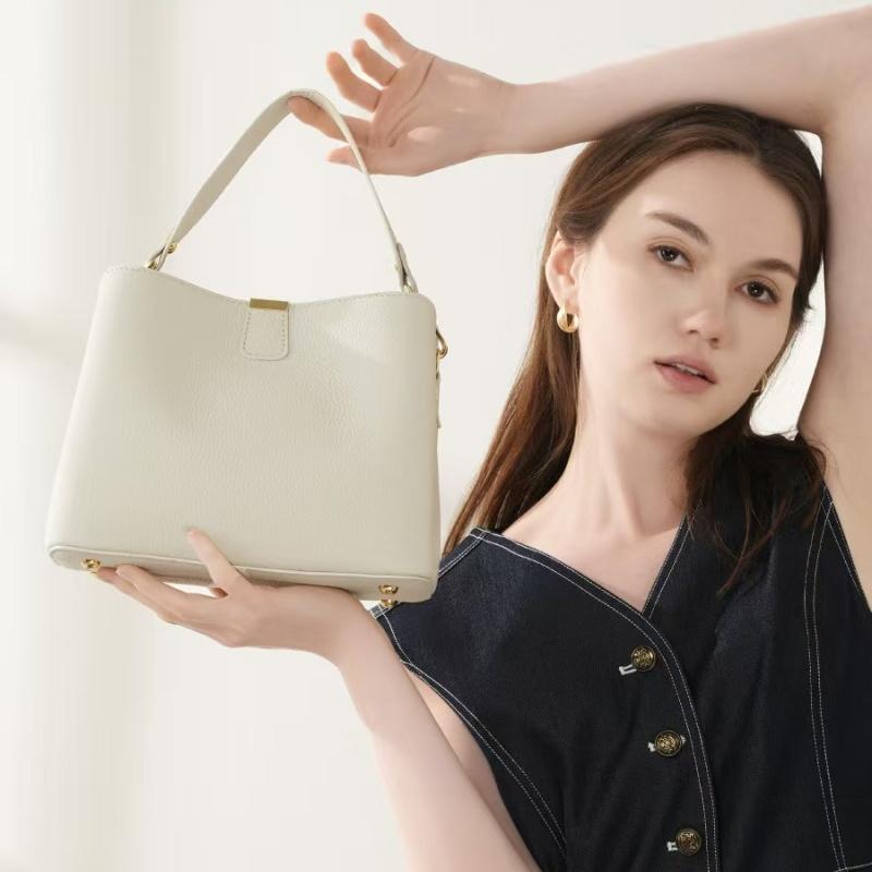 100% Echtes Rindsleder Eimer Tasche für Damen Luxus Designer Breiter Riemen Schulter Crossbody Handtasche