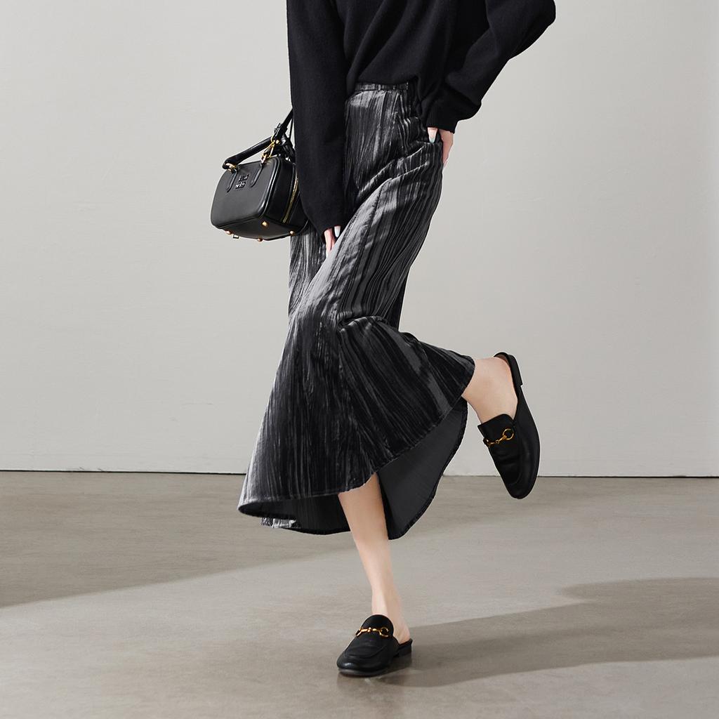 Wrinkled Texture High Waisted Fishtail Skirt