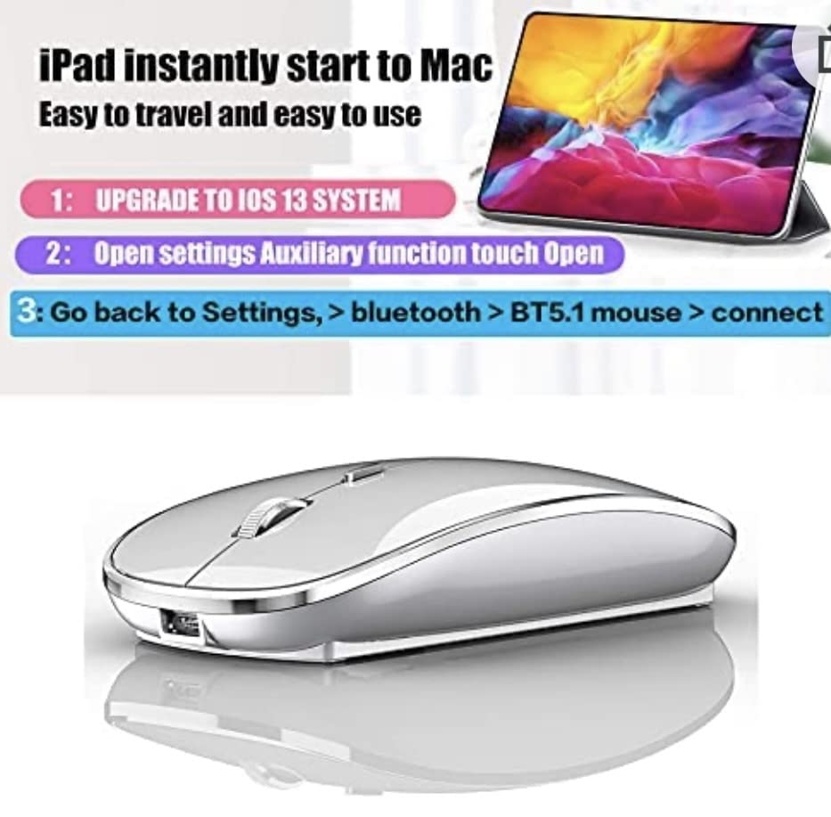 Wireless Mouse for MacBook Laptop Windows OS Silver Pro/Air J8-J13