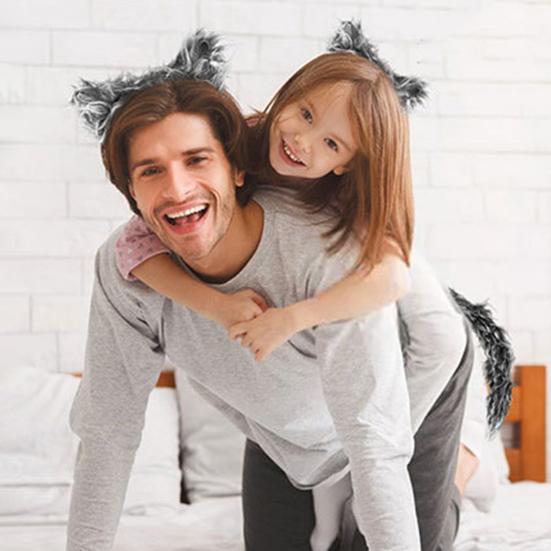 Wolf Ear Tail Set Realistic Design Plush Headband Gloves Tail Set Halloween Parties Role-Playing Accessories