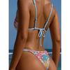 011 New European and American Fashion Printed Strappy Split Swimsuit Women's Sexy Bikini Beach Swimsuit