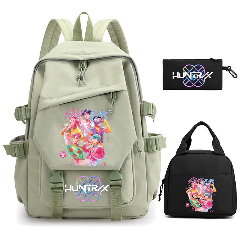 3Pcs/set K-pop Demon Hunters Printed Backpack for Teenger Boy Girl Large Capacity Schoolbag Children Student Bookbag Women Waterproof Travel Bag
