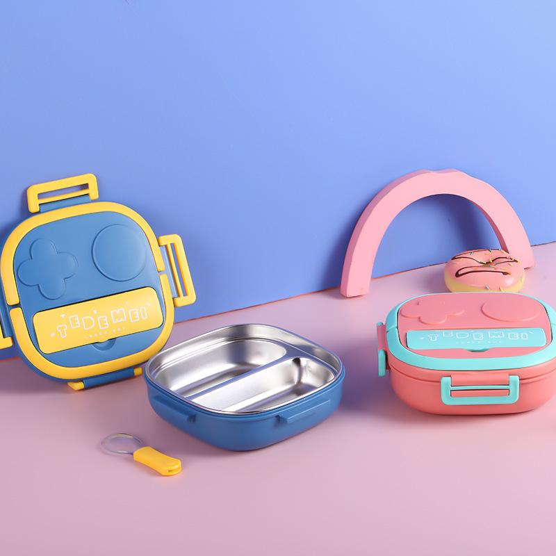 Kids' Stainless Steel Bento Lunch Box with Lid and Cutlery