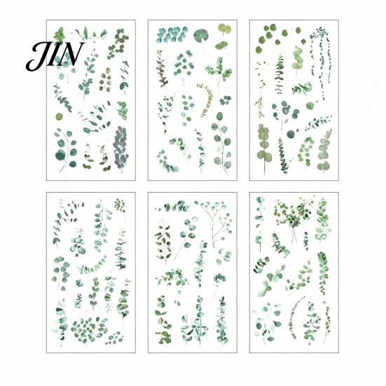 Nature Themed Stickers 6 Sheets/Set Natural Flower Scrapbook Stickers, Waterproof PVC Floral Plants Decals, Botanical Art Transparent Decorative