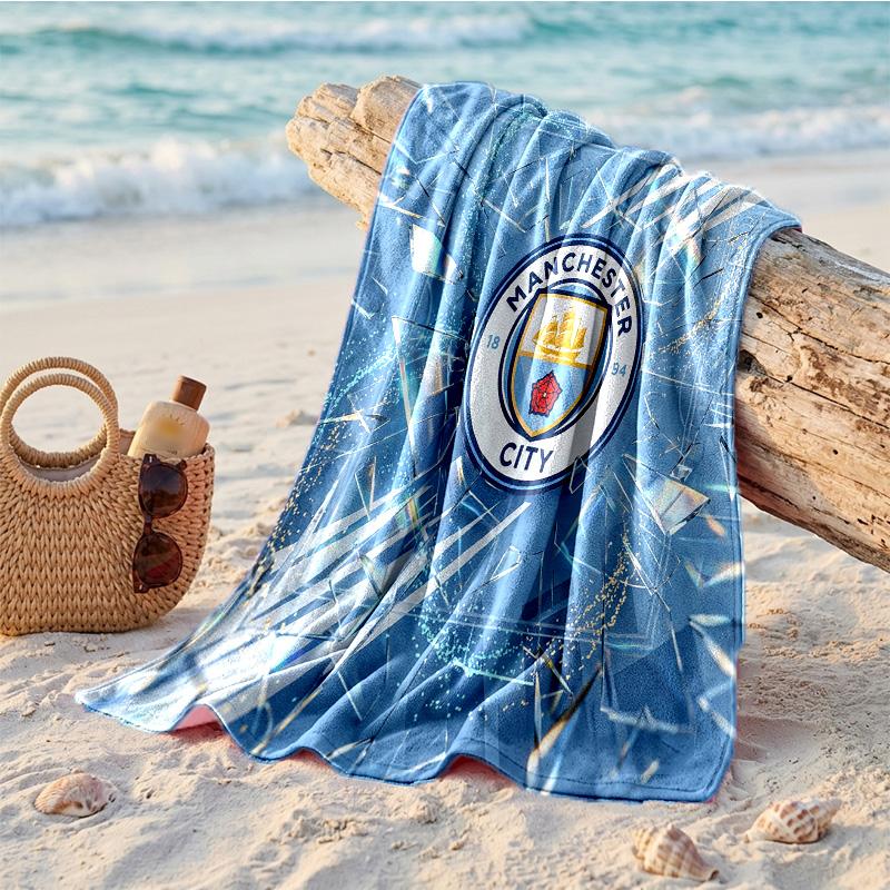 Asciugamano da Spiaggia in Microfibra con Stampa Manchester City Asciugatura Rapida Assorbente Grande Asciugamano per Spiaggia Nuoto Viaggio