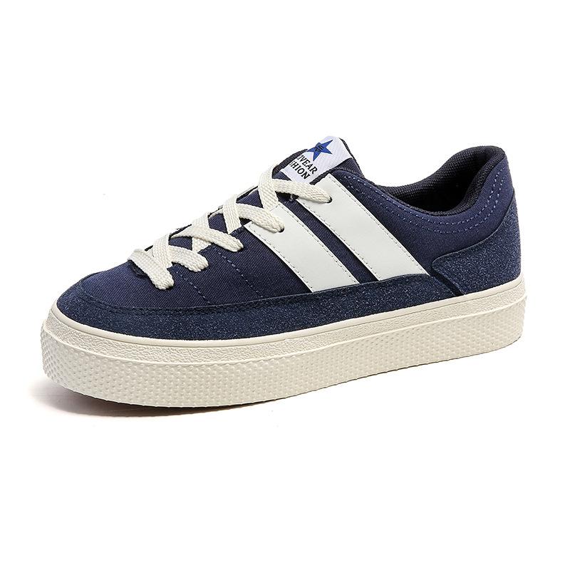 

Модная парусиновая обувь 2025, спортивная повседневная женская обувь, кроссовки на плоской подошве, черная, для улицы, студенческая, вулканизированная обувь для мужчин и женщин 35 синий