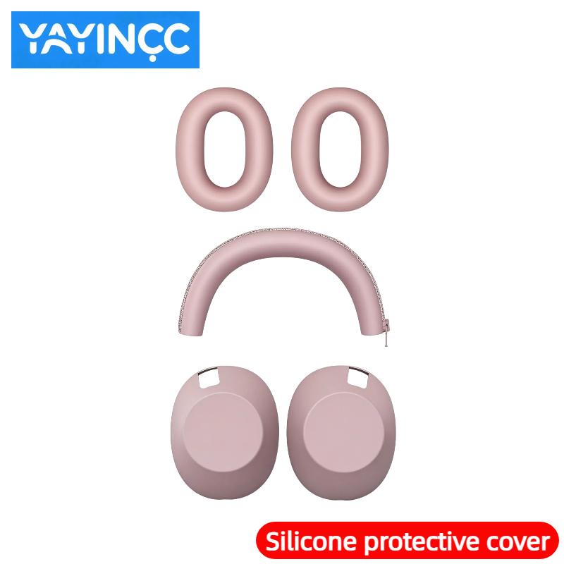 YAYINCC 360° All-round Protection Silicone Protective Case for Sony WH-1000XM6 Rose Grey headset Skin friendly Washable durable