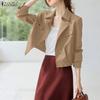 ZANZEA Women Casual Turn Down Collar Long Sleeve Thin Cardigan Blouse
