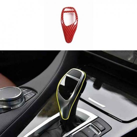 Gear Shift Knob For BMW 3 4 Series GT Car Central Console Red Carbon Fiber Trim