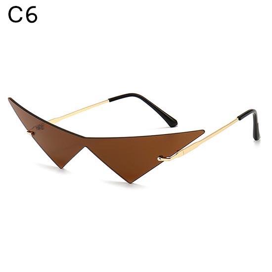 

Негабаритные треугольные цельные женские солнцезащитные очки, винтажные прозрачные очки без оправы с океаническими линзами, модные мужские солнцезащитные очки кошачий глаз