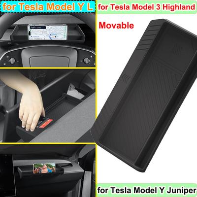 For Tesla Model Y L Juniper 2025 2026 Dashboard Storage Organizer Tray ETC Phone Holder Model 3 Highland Dash Board Accessories
