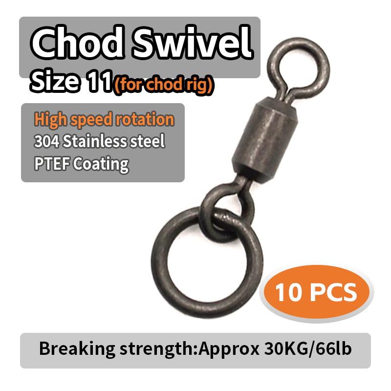 10pcs Carp Fishing Accessories Swivel 304 Stalnless Steel PTEF Coating High Speed Rotation For Carp Fishing Hair Chod Rig Tackle
