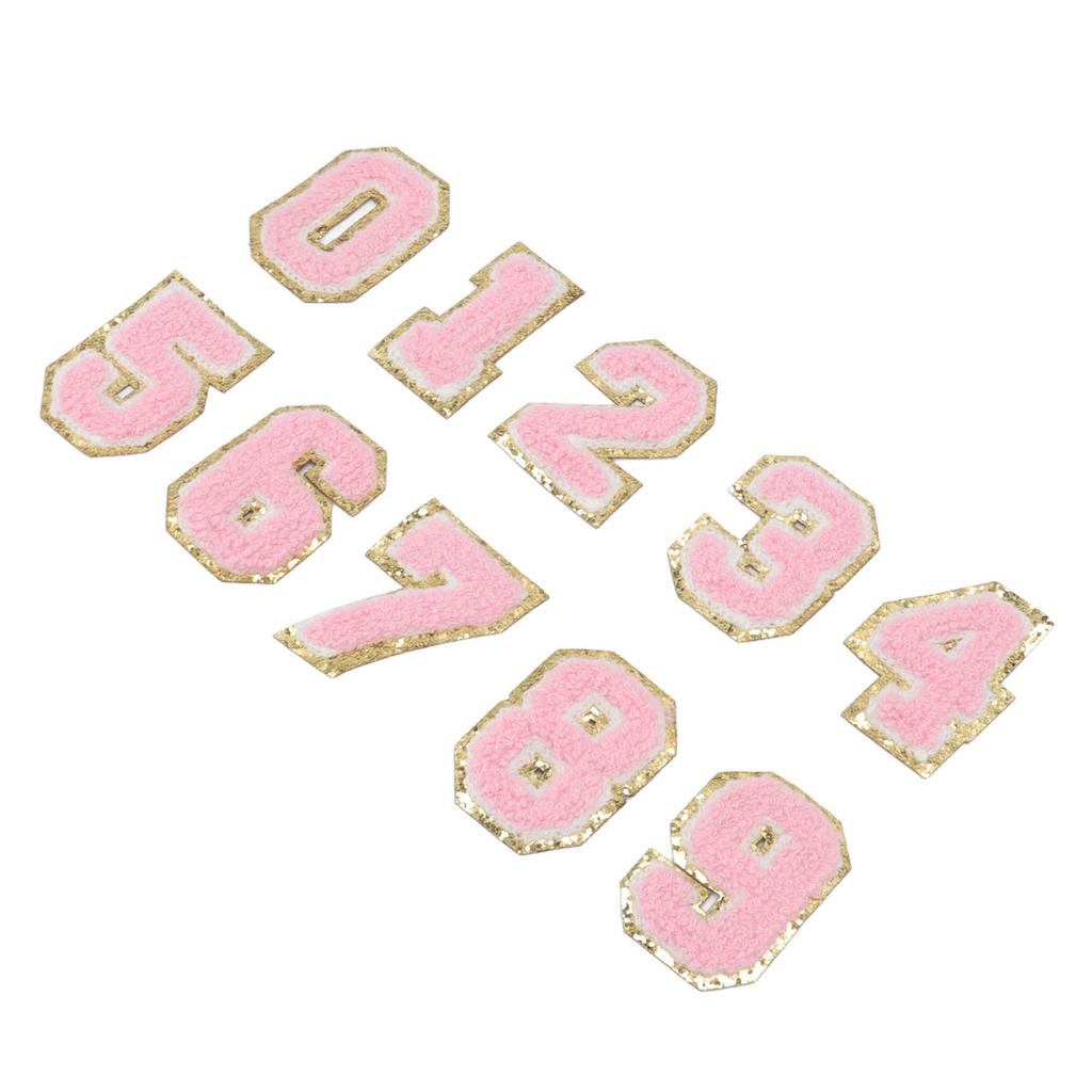 10Pcs Pink Number Patches 0 To 9 Number Exquisite Pink Easy Ironing Widely Used Iron On Patches for Jacket Shirt Shoes