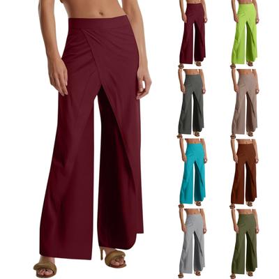 Kadın Modası Düz Renk Spor Fitness Yoga Pantolonu Geniş Paça Pantolon
