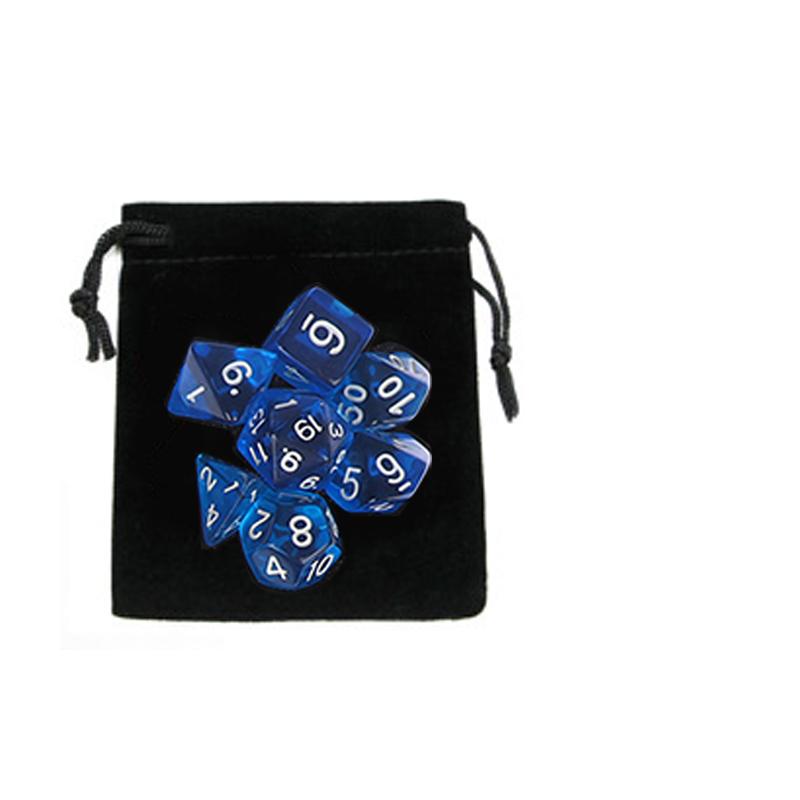 7pc/lot DND Dice Set with Velvet Dice Bag D4,D6,D8,D10,D10%,D12,D20 Colorful Accessories for Board Game,DnD, RPG GYH