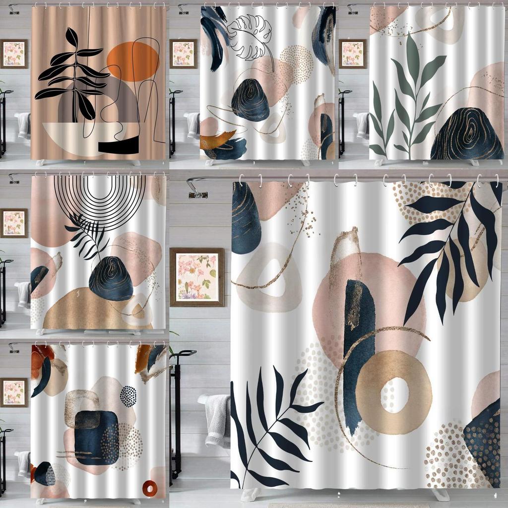 Boho Style Watercolor Polyester Shower Curtain Waterproof Fabric For Bathroom Decor And Privacy Divider