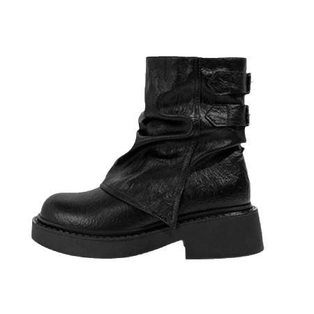 Thick-soled piled boots women's 0000 new winter niche Maillard fashion short boots thick heel pleated British Martin boots