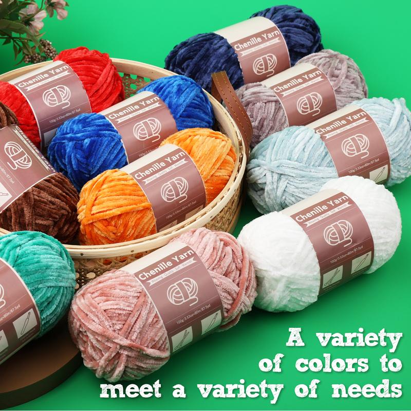 Fenrry 3 * 100g Chenille Yarn for Crocheting Knitting with Big Eye Needles Handcrafts Weaving for Making Blankets Clothes