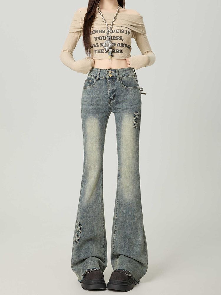 Women s High-Waisted Micro-Flare Jeans with Bow Knot, Slim Fit, Flattering Design - 2026 Spring Trend Large