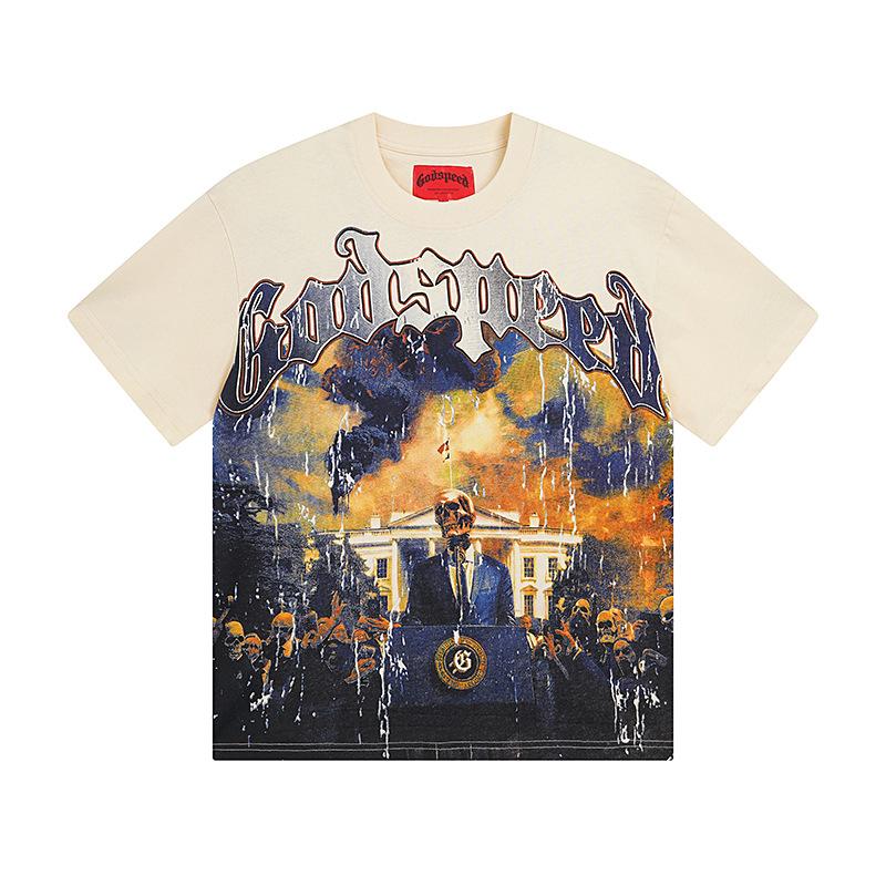 25FW European and American trendy brand G. D skull band summer new rock men's and women's loose short-sleeved T-shirt casual tee