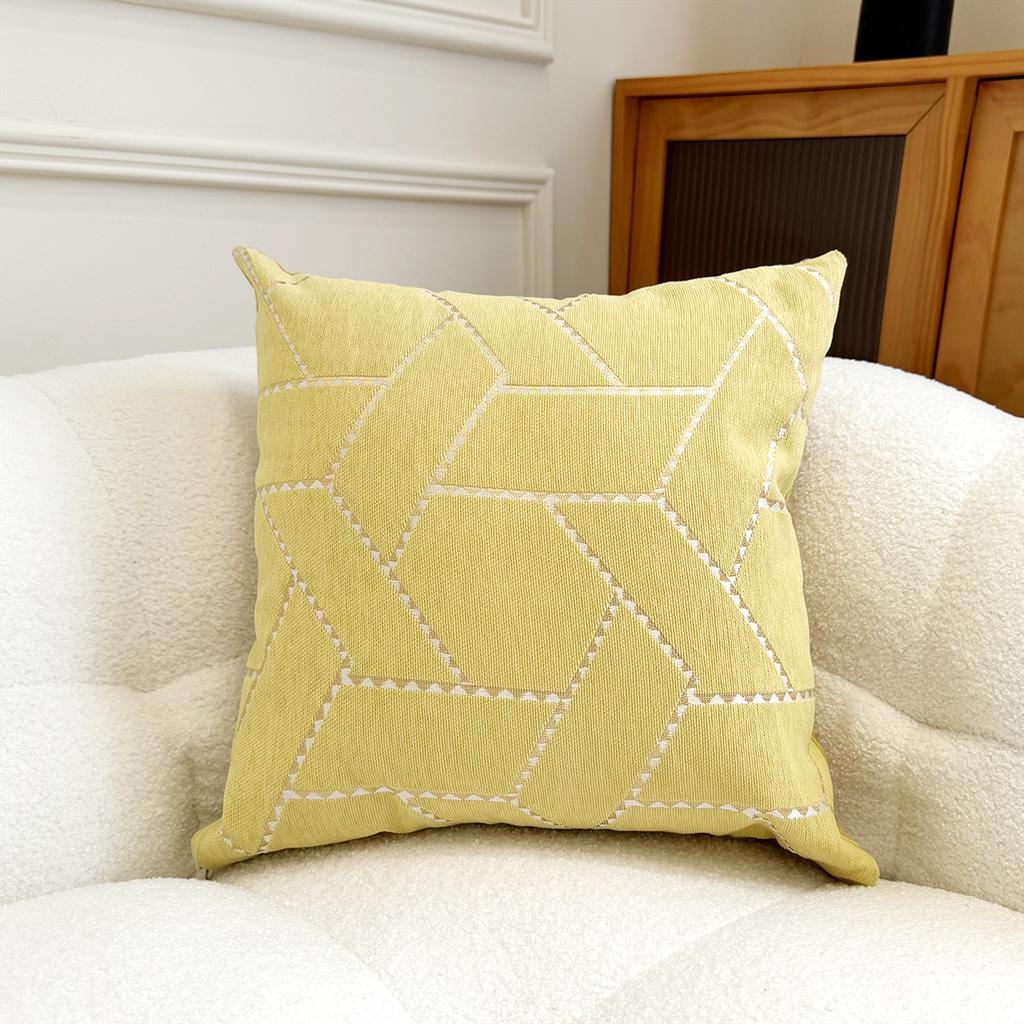 New Simple Pillows Morandi Color Geometric Jacquard Chenille Pillow Case Sofa Living Room Backrest