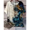 Flower Short Sleeve Fashion Women's Crew Neck T-Shirt 3D Flower Color Printing