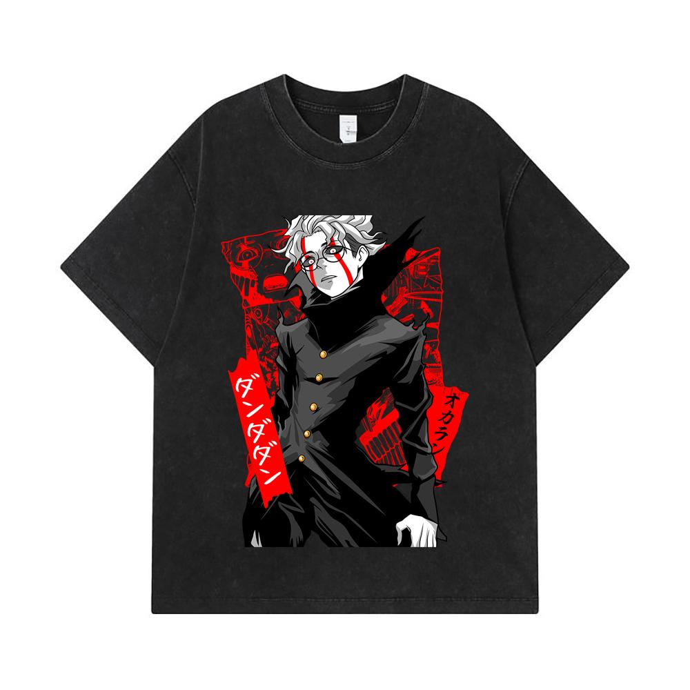 275 GSM Washed T-shirts 100% Cotton Dandadan V35 Okarun Print Unisex Heavy Cotton T Shirt