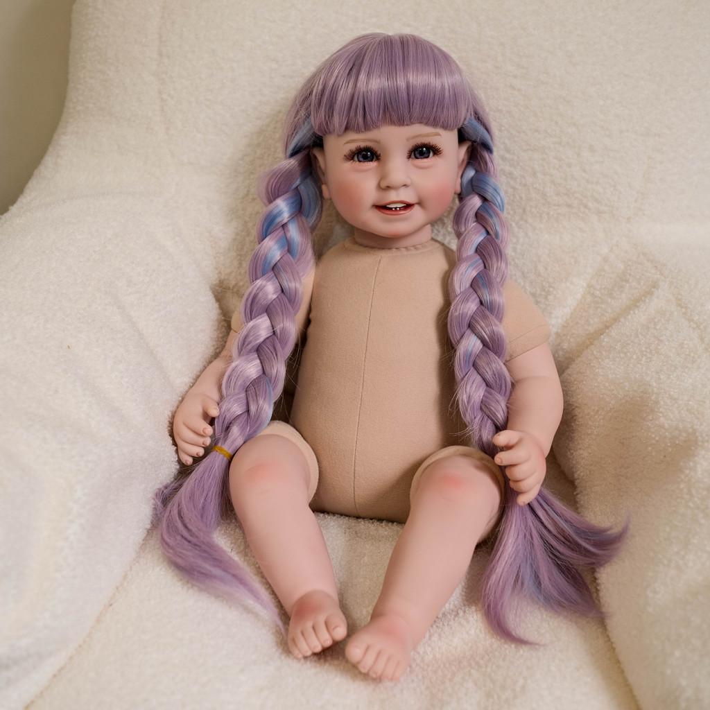 

Silicone Doll With Purple Braided Hair For Creative Dress Up Collectors
