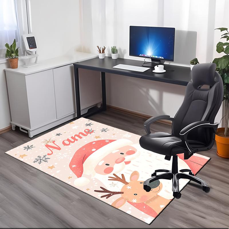 Custom Name Christmas Santa Claus Printed Carpet, for Office Chair Living Room Bedroom Kitchen Room Decor Gifts.
