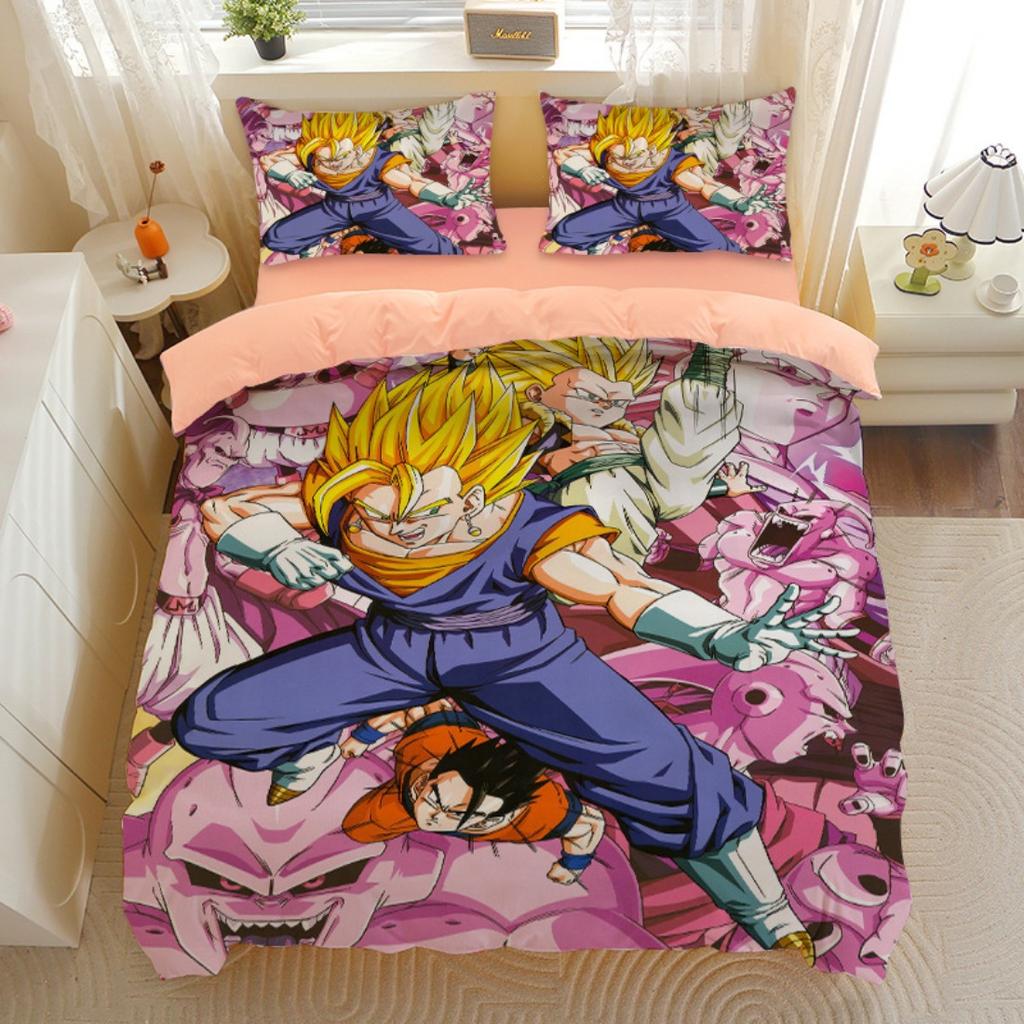 Японское Аниме Dragon Ball Постельное Белье Гоку Супер Сайян Пододеяльник Наволочка 2/3шт 3D Принты для Подростков Покрывало