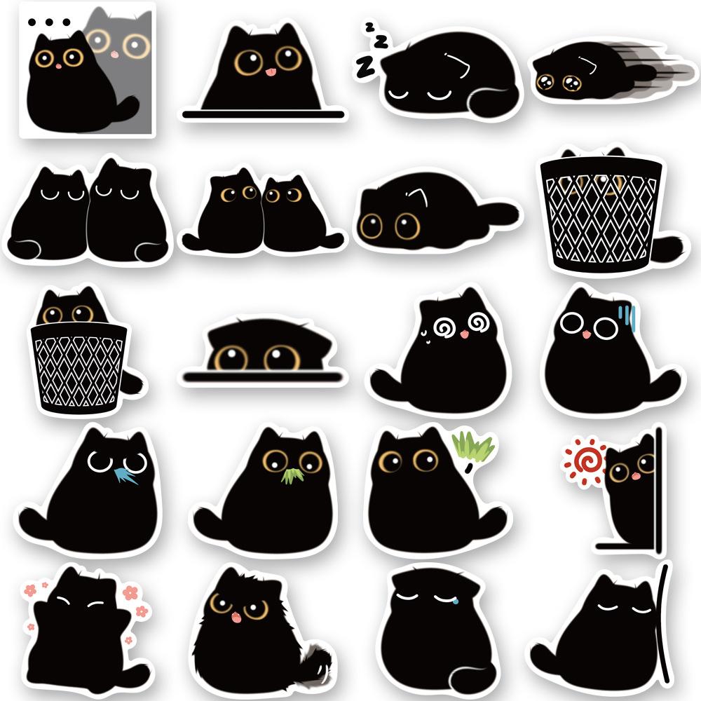 Non-Toxic 40Pcs Black Cat Cute Stickers Vintage For Diy Notebook Guitar Scrapbooking Motorcycle Luggage Graffiti Decals Gifts For Children