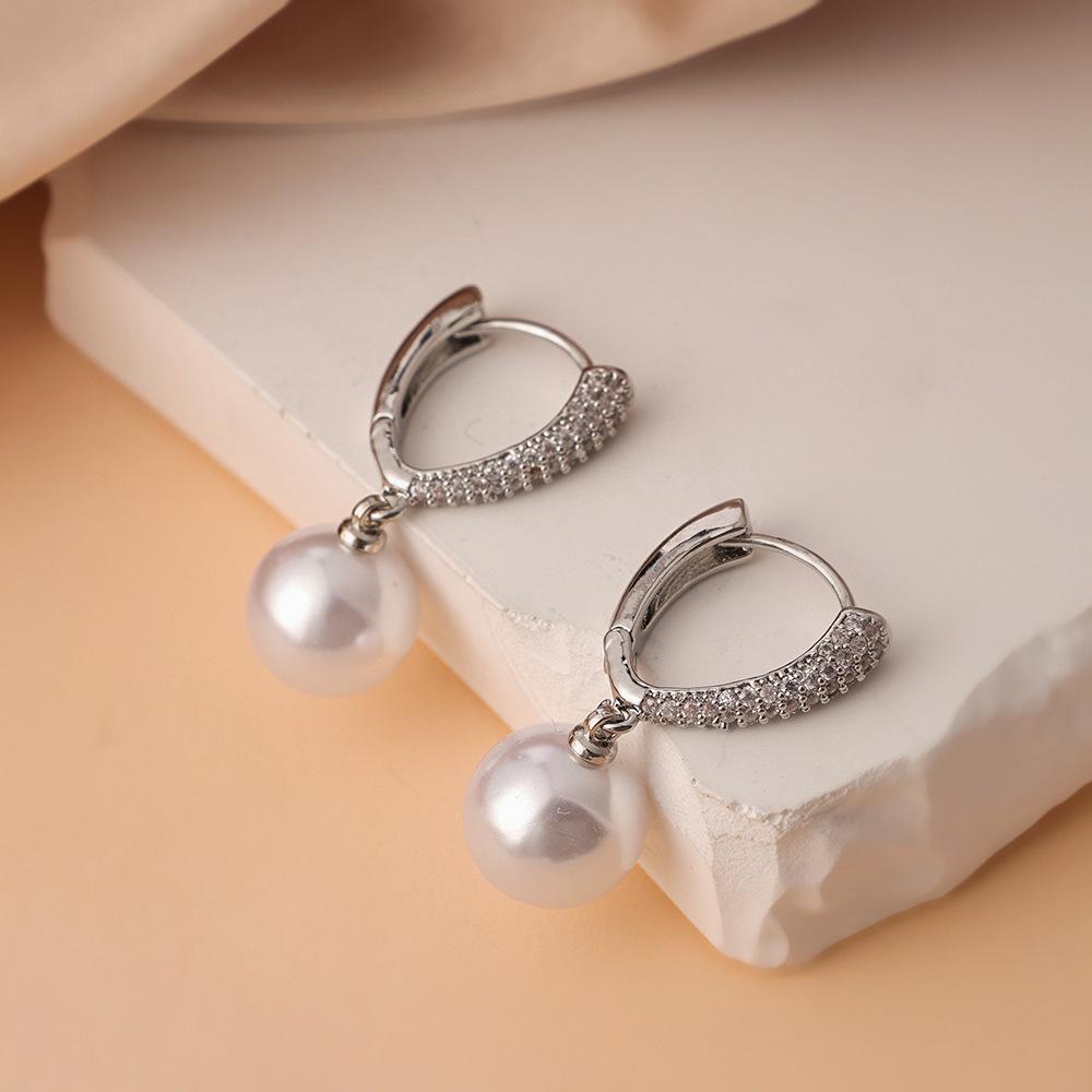 Eleganckie wiszące kolczyki z francuskich pereł: Pozłacany, Wzór Vintage ze Srebra 925