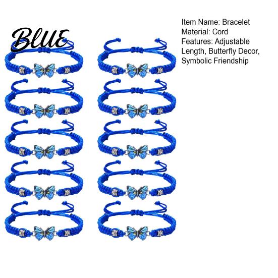 Women Adjustable Friendship Bracelet 1/2/5/10Pcs Blue Woven Braided Rope Knot