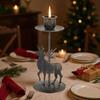 1PC Iron Artistic Deer Candlestick Stable Retro Christmas Personality Festive Use Repeatedly Atmosphere Candle Party