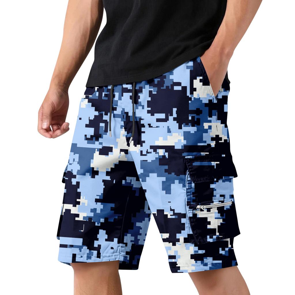 Herren Tarn Cargo-Shorts mit Kordelzug Taille Verstellbare Passform Mehrere Taschen Robust Arbeitskleidung Outdoor Utility Shorts