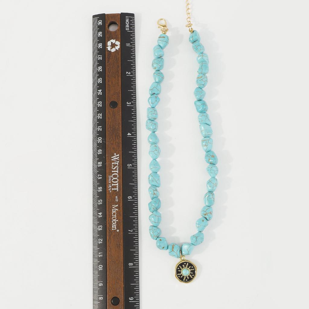Bohemian Style Evil Eye Turquoise Necklace Irregular Beaded Choker Western Fashion Jewelry For Women Trendy Accessory