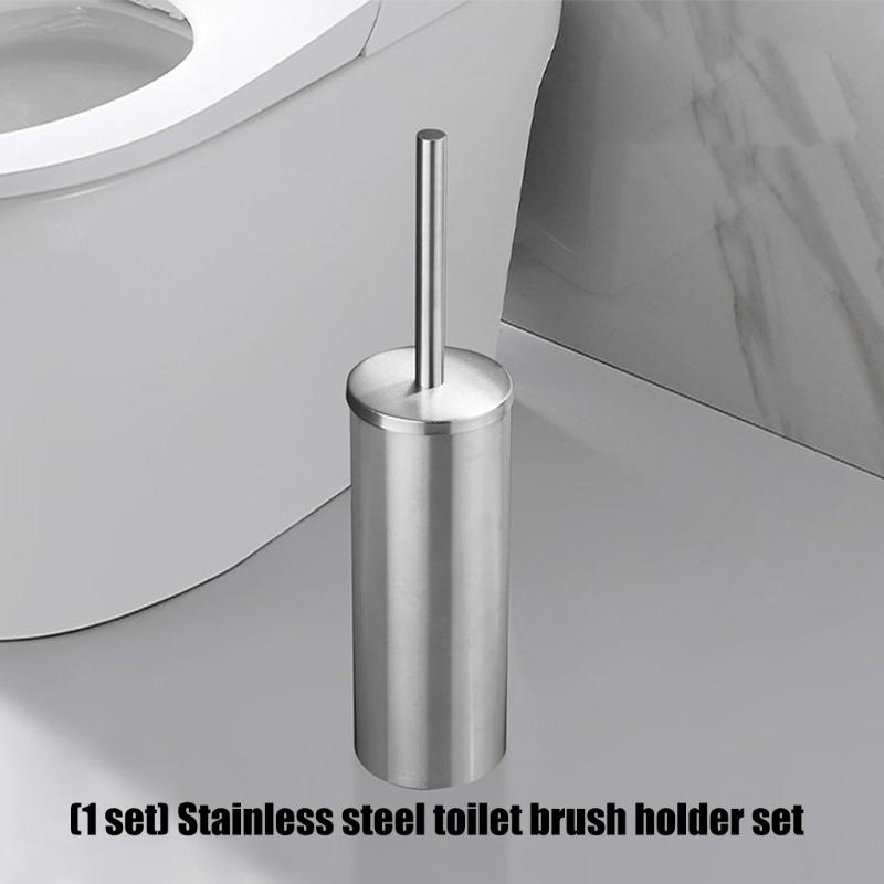 Freestanding Toilet Brush and Holder Set, Metal Bathroom Cleaning Brush with In-Holder Storage by the Toilet Area