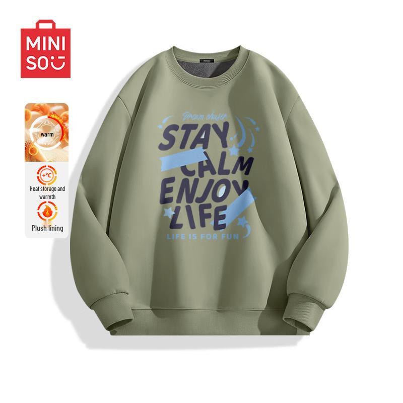 

MINISO Men s Fleece Lined Pullover Sweatshirt M
