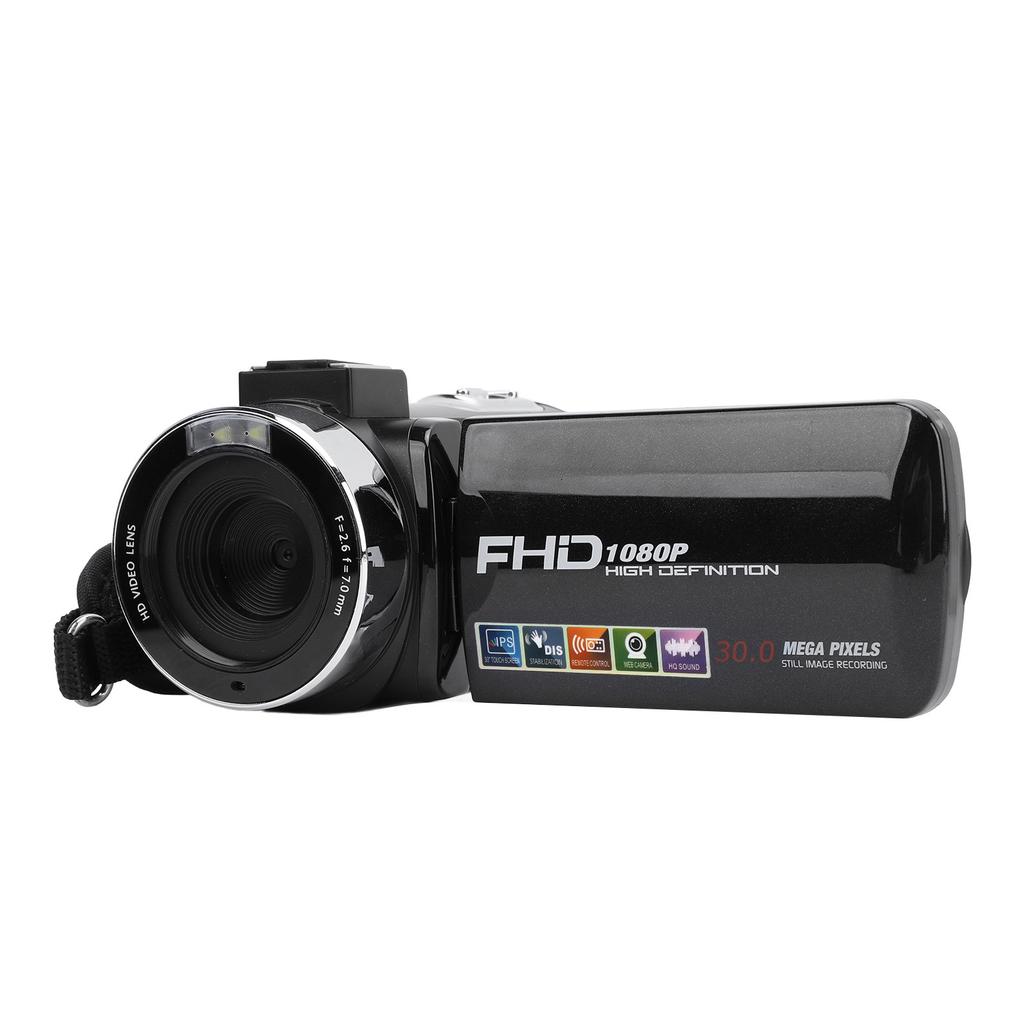 Video Camera 3 Inch Color IPS Rotation Screen 1080P 30FPS 30MP 18X Digital Zoom Remote Control Camcorder for Wedding