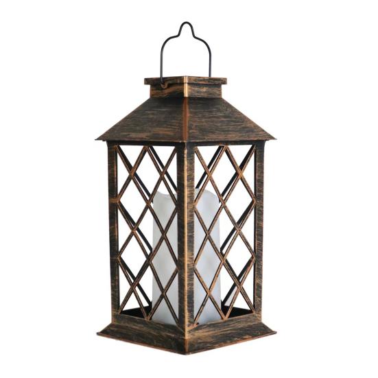Retro Solar Lantern Outdoor Solar Candle Lantern Waterproof Solar Garden Light with Hanging A