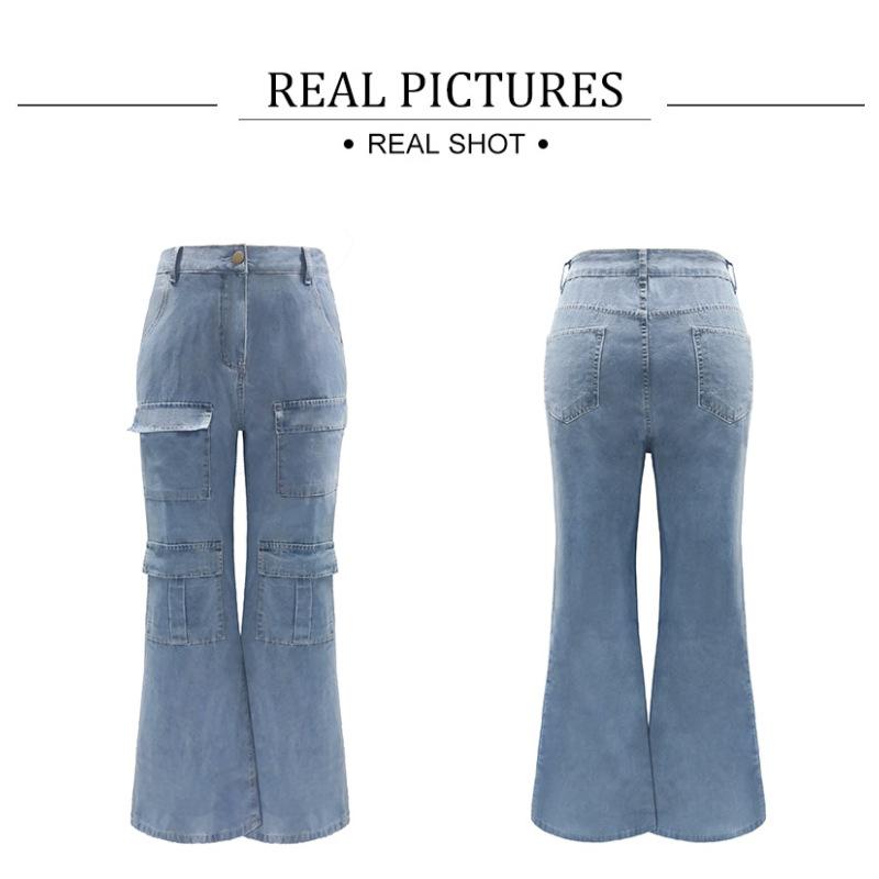 Women's High Waist Loose Multi-Pocket Cargo Jeans